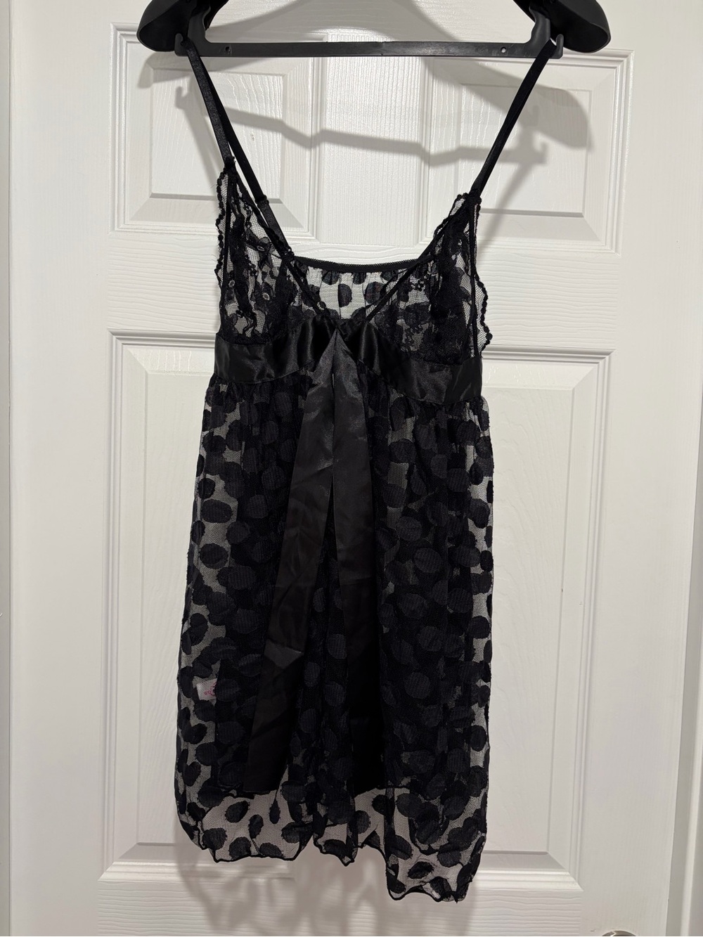 Music Legs Black Lace & Satin Babydoll Chemise - Women Intimates